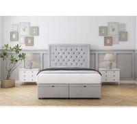 Sloomy Montana Silver Naples Ottoman Bed With Mattress With 54" Floor Standing Headboard 4'6 Double