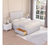 Sloomy Montana Silver Plush 6Ft Memory Foam Bed Set With 2 Drawers, Mattress & Headboard- Super King