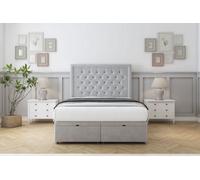 Sloomy Montana Silver Plush Ottoman Bed With Mattress With 26" Strutted Headboard 3' Single