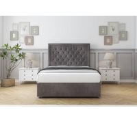 Sloomy Montana Slate Naples Divan Bed With Mattress No Drawers With 26" Strutted Headboard 5' King