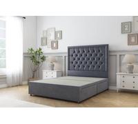 Sloomy Montana Steel Plush Divan Bed Base 2 Drawers Same Side With 54" Floor Standing Headboard 2'6 Small Single