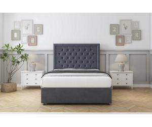 Sloomy Montana Steel Plush Divan Bed With Mattress 4 Drawers With 26" Strutted Headboard 4' Small Double