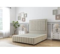 Sloomy Pemberton Cream Plush Divan Bed 2 Drawers Left Side-54" Floor Standing Headboard 12" Footboard 3' Single