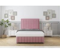 Sloomy Pemberton Pink Plush Divan Bed 2 Drawers Left Side-26" Strutted Headboard 12" Footboard 3' Single