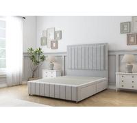 Sloomy Pemberton Silver Plush Divan Bed 2 Drawers Left Side-54" Floor Standing Headboard 12" Footboard 4' Small Double