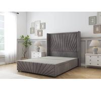 Sloomy Rutherford Naples Divan Base No Drawers-54" Wing Headboard-Footboard in Grey | Size: Single Sloomy Grey Single