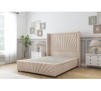 Sloomy Rutherford Sand Naples Divan Bedno Drawers - 54" Wingback Headboard & 12"footboard 4' Small Double