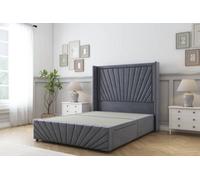 Sloomy Rutherford Steel Plush Divan Bedno Drawers - 54" Wingback Headboard & 12"footboard 4' Small Double