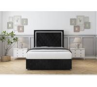 Sloomy Sofia Chrome Black Naples Divan Bed Set No Drawers - 54" Floor Standing & 12" Footboard 4' Small Double