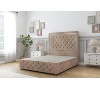 Sloomy Sofia Chrome Mink Naples Divan Bed 4 Drawers-54" Floor Standing Headboard 12" Footboard 5' King