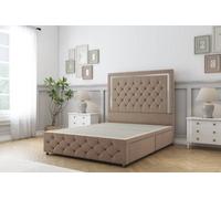 Sloomy Sofia Chrome Mink Plush Divan Bed 4 Drawers-54" Floor Standing Headboard 12" Footboard 4' Small Double