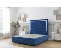 Sloomy Sofia Chrome Navy Plush Divan Bed 4 Drawers-54" Floor Standing Headboard 12" Footboard 5' King
