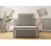 Sloomy Sofia Chrome Pewter Dumfries Bed Frame With 50" Upholstered Headboard 5' King
