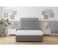 Sloomy Sofia Chrome Pewter Dumfries Divan Bed Set 2 Drawers Right Side - 26" Strutted & 12" Footboard 3' Single