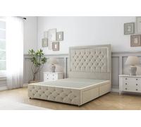 Sloomy Sofia Chrome Plush Divan Base 2 Drawers - 54" Headboard-Footboard in Cream | Size: King Sloomy Cream King