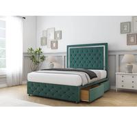 Sloomy Sofia Chrome Plush Divan Set 2 Drawers-26" Headboard-Footboard in Emerald | Size: Small Single Sloomy Emerald Small Single
