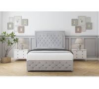 Sloomy Sofia Chrome Silver Naples Divan Bed Set 2 Drawers Right Side - 26" Strutted & 12" Footboard 6' Super King
