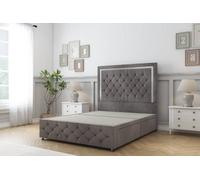 Sloomy Sofia Chrome Slate Naples Divan Bed 2 Drawers Left Side-54" Floor Standing Headboard 12" Footboard 3' Single