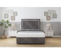 Sloomy Sofia Chrome Slate Naples Divan Bed Set 2 Drawers Left Side - 26" Strutted & 12" Footboard 6' Super King