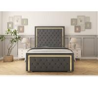 Sloomy Sofia Gold Armour Coniston Bed Frame With 50" Upholstered Headboard 4' Small Double