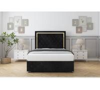 Sloomy Sofia Gold Black Naples Divan Bed Set 2 Drawers Right Side 54" Floor Standing & 12" Footboard 4' Small Double