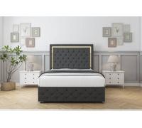 Sloomy Sofia Gold Graphite Dumfries Divan Bed Set 2 Drawers Foot-End 26" Strutted & 12" Footboard 5' King