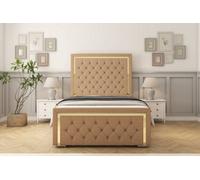 Sloomy Sofia Gold Latte Dumfries Bed Frame With 50" Upholstered Headboard 3' Single