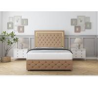 Sloomy Sofia Gold Latte Dumfries Divan Bed Set 2 Drawers Right Side 54" Floor Standing & 12" Footboard 4'6 Double