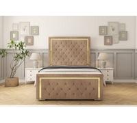 Sloomy Sofia Gold Mink Naples Bed Frame With 50" Upholstered Headboard 4'6 Double