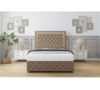 Sloomy Sofia Gold Mink Plush Divan Bed Set 2 Drawers Right Side 54" Floor Standing & 12" Footboard 2'6 Small Single