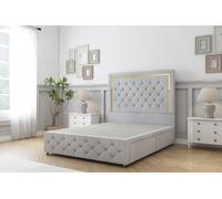 Sloomy Sofia Gold Naples Divan Base 2 Drawers 26" Headboard & 12" Footboard in Silver | Size: Double Sloomy Silver Double