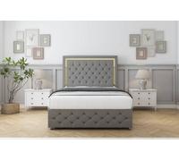 Sloomy Sofia Gold Pewter Dumfries Divan Bed Set 2 Drawers Right Side 26" Strutted & 12" Footboard 5' King
