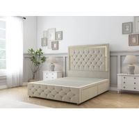Sloomy Sofia Gold Plush Divan Base 4 Drawers 26" Headboard & 12" Footboard in Cream | Size: Double Sloomy Cream Double