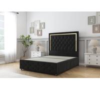 Sloomy Sofia Gold Plush Divan Base No Drawers 26" Headboard & 12" Footboard in Mustard | Size: Double Sloomy Mustard Double