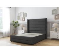 Sloomy Sterling Dumfries Divan Base 2 Drawers - 54" Wing Headboard-Footboard in Dark Grey | Size: Double Sloomy Dark Grey Double