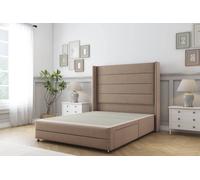 Sloomy Sterling Plush Divan Base 2 Drawers - 54" Wing Headboard-Footboard in Taupe | Size: Double Sloomy Taupe Double