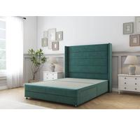Sloomy Sterling Plush Divan Base No Drawers - 54" Wing Headboard-Footboard in Emerald | Size: Super King Sloomy Emerald Super King