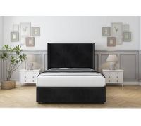 Sloomy Stratford Black Naples Divan Bed Set 2 Drawers Foot-End With 54" Wingback & 12" Footboard 5' King