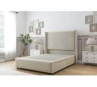 Sloomy Stratford Cream Plush Divan Bed No Drawers With 54" Wingback Headboard & 12" Footboard 2'6 Small Single