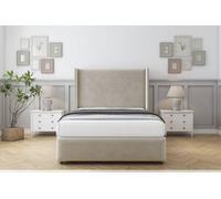 Sloomy Stratford Cream Plush Divan Bed Set No Drawers With 54" Wingback & 12" Footboard 2'6 Small Single