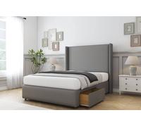 Sloomy Stratford Dumfries Divan Set No Drawers-54" Wingback-Footboard in Light Grey | Size: King Sloomy Light Grey King