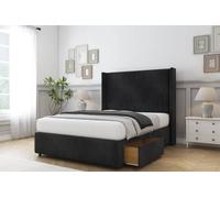 Sloomy Stratford Naples Divan Set 2 Drawers-54" Wingback-Footboard in Black | Size: Super King Sloomy Black Super King