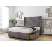 Sloomy Stratford Naples Divan Set 2 Drawers-54" Wingback-Footboard in Grey | Size: Double Sloomy Grey Double