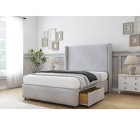 Sloomy Stratford Naples Divan Set 2 Drawers-54" Wingback-Footboard in Silver | Size: Small Double Sloomy Silver Small Double