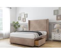 Sloomy Stratford Naples Divan Set No Drawers-54" Wingback-Footboard in Light Brown | Size: Small Double Sloomy Light Brown Small Double
