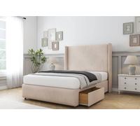 Sloomy Stratford Naples Divan Set No Drawers-54" Wingback-Footboard in Light Sand | Size: King Sloomy Light Sand King