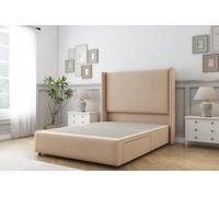 Sloomy Stratford Pebble Plush Divan Bed No Drawers With 54" Wingback Headboard & 12" Footboard 6' Super King