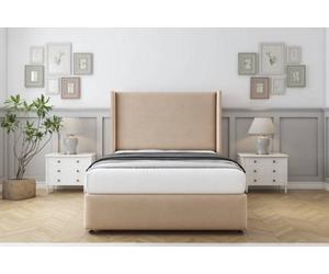 Sloomy Stratford Pebble Plush Divan Bed Set No Drawers With 54" Wingback & 12" Footboard 6' Super King