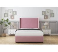 Sloomy Stratford Pink Plush Divan Bed Set 2 Drawers Foot-End With 54" Wingback & 12" Footboard 4'6 Double