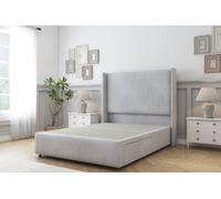 Sloomy Stratford Silver Naples Divan Bed No Drawers With 54" Wingback Headboard & 12" Footboard 6' Super King